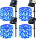 JMEXSUSS 4 Pack 100 LED Solar Fairy Lights, 33ft Blue Solar String Lights by JMEXSUSS