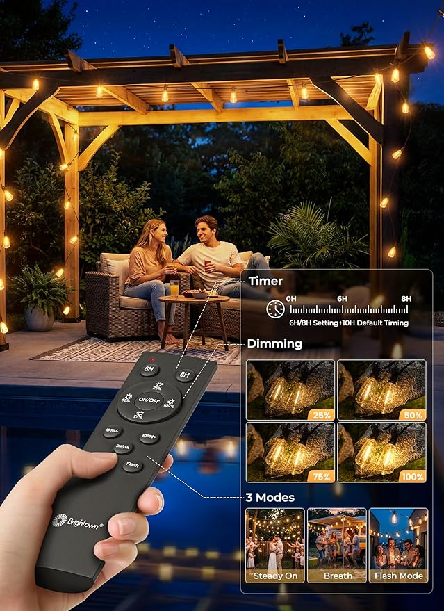 Brightown 37FT Solar String Lights Outdoor Waterproof, Patio Lights - Image 5