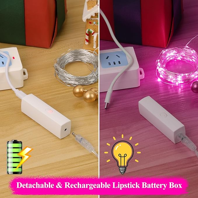 Lakumu Rechargeable String Lights Battery Operated, Battery Powered Copper Wire - Image 3