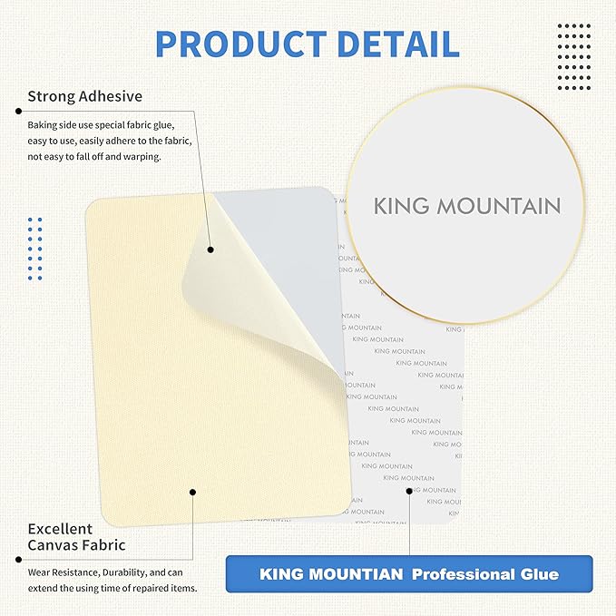 KING MOUNTAIN Canvas Repair Patch 9 x11 Inch 2 Pcs Self-Adhesive Waterproof - Image 3