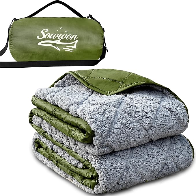 Waterproof Outdoor Blanket 82”X 55” Packable, Stadium Blankets by sowwon