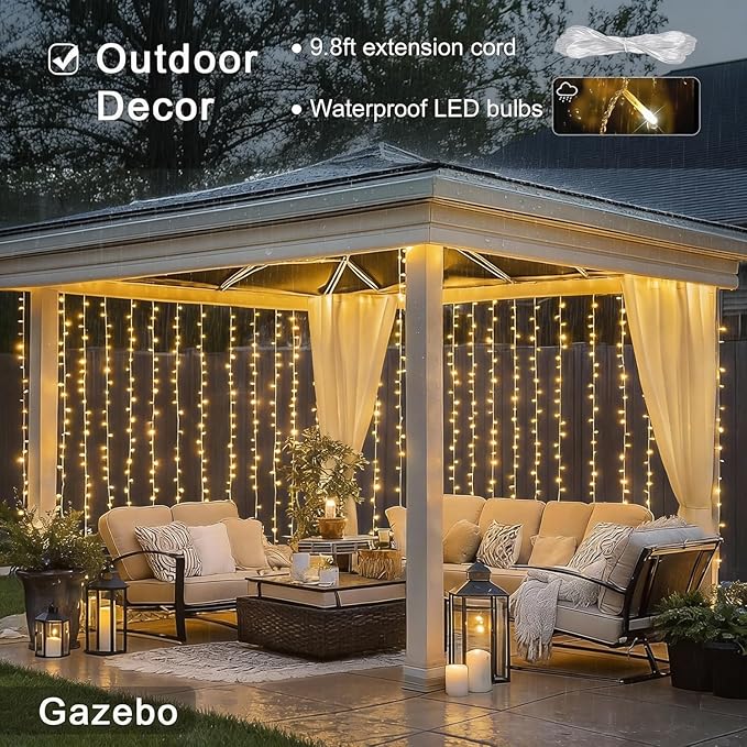 JMEXSUSS 300 LED Remote Control Curtain Lights, Plug in Fairy Curtain Lights - Image 5