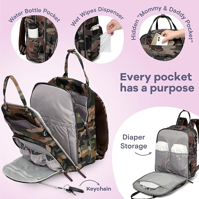 RUVALINO Diaper Bag Backpack, Large Capacity, Waterproof and Stylish - Image 3