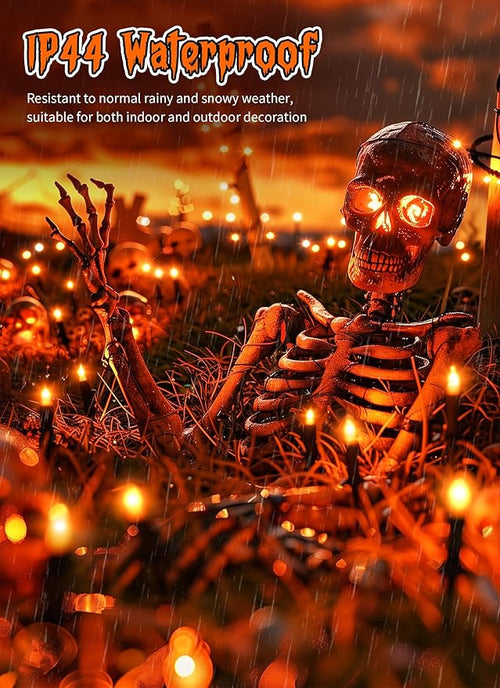 2 Pack Orange Halloween Mini Lights, 13 Feet 50 Count Totally 100 Count - Image 2