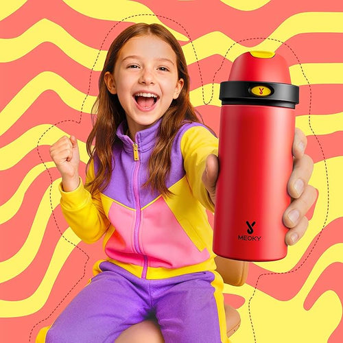 18 oz Kids Water Bottle for Sports: Meoky 18 oz Stainless Steel Insulated Water - Image 2