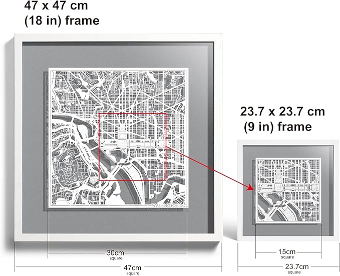 Washington D.C.s Cut Map framed by O3 Design Studio, 18x18 inches, paper - Image 3
