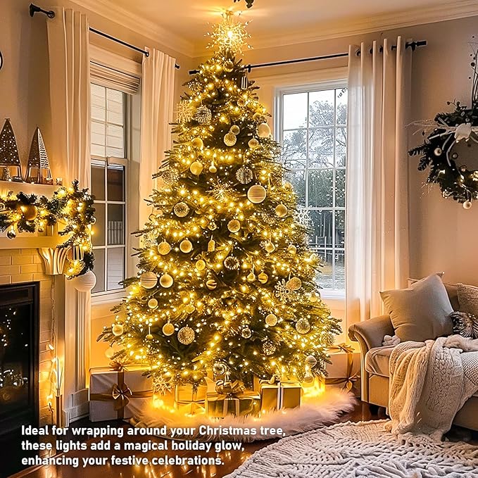 JMEXSUSS 150 LED Christmas Lights Indoor Plug in, Connectable Warm White - Image 3