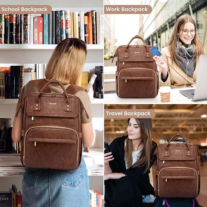 LOVEVOOK Leather Laptop Backpack - Image 6