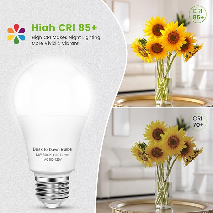 OHLUX Dusk to Dawn Outdoor Light Bulb, 13W 60W Equivalent Energy Saving A19 E26 - Image 5