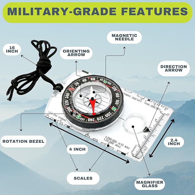 Trekker's Compass Crew Orienteering Compass, Magnetic Navigation Set - Image 5