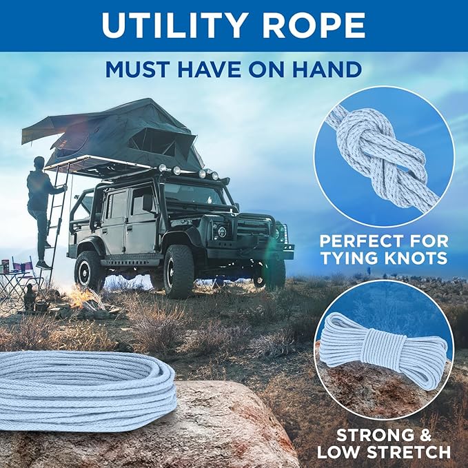TECEUM Cotton Rope 3/16” – 50 FT – Strong All-Purpose Braided Rope – Natural - Image 6