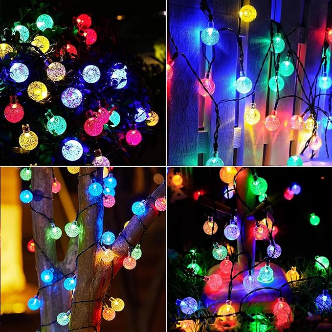 Solar String Lights Outdoor 100 Led 40 Feet Multi-Color Crystal Globe Lights - Image 2