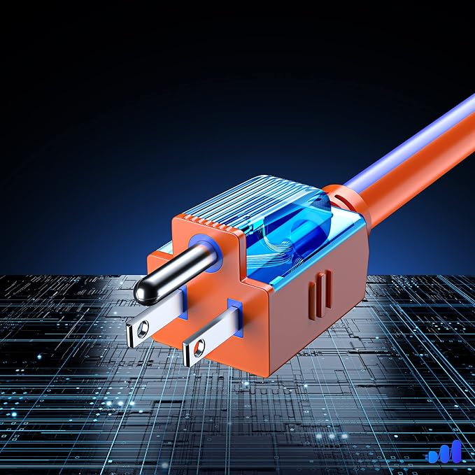 Maximm 25 Ft Blue and Orange Extension Cord, Heavy Duty 3-Prong Outdoor Power - Image 4