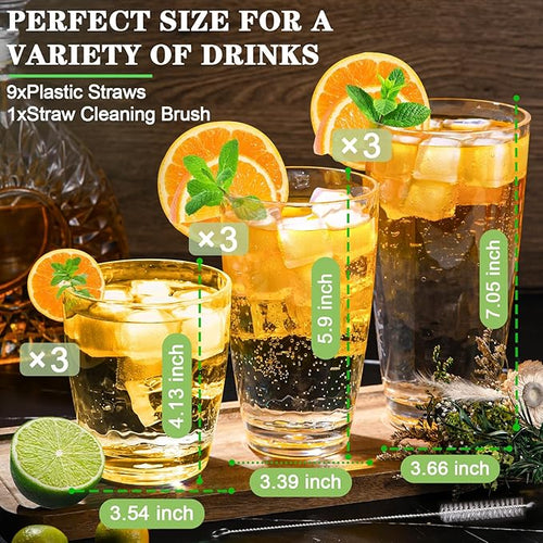 9 Pcs Plastic Drinking Tumblers Set of 14/18/24 oz, Acrylic Drinking Glasses - Image 2