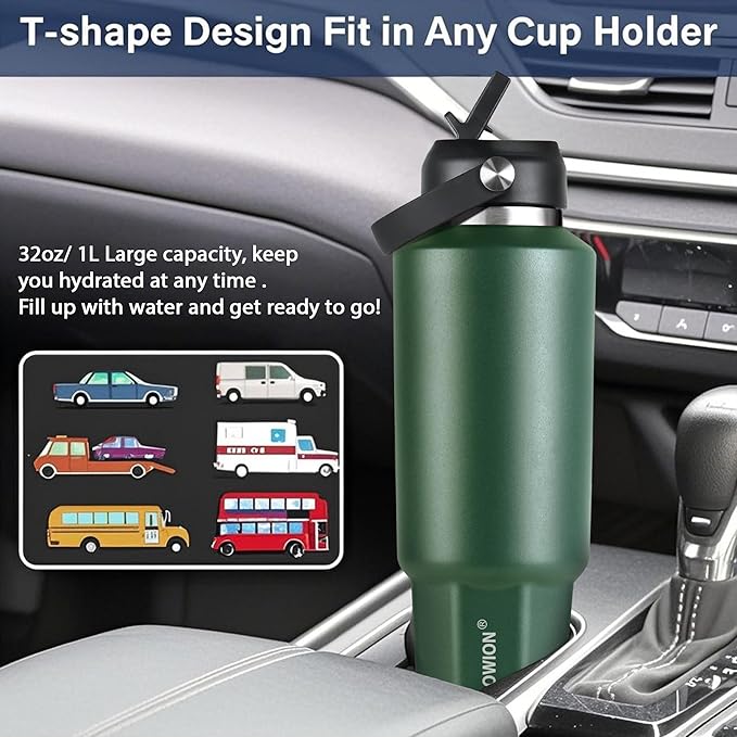 HYDROWION 40 oz Insulated Water Bottle, Car Water Bottle Holder - Image 2