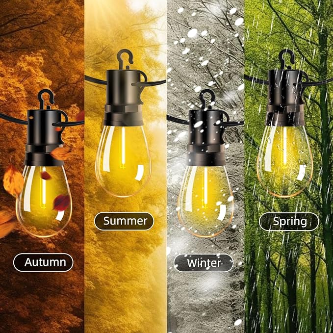 Outdoor Patio String Lights: S14 Shatterproof Bulb Outside Waterproof Light - - Image 5