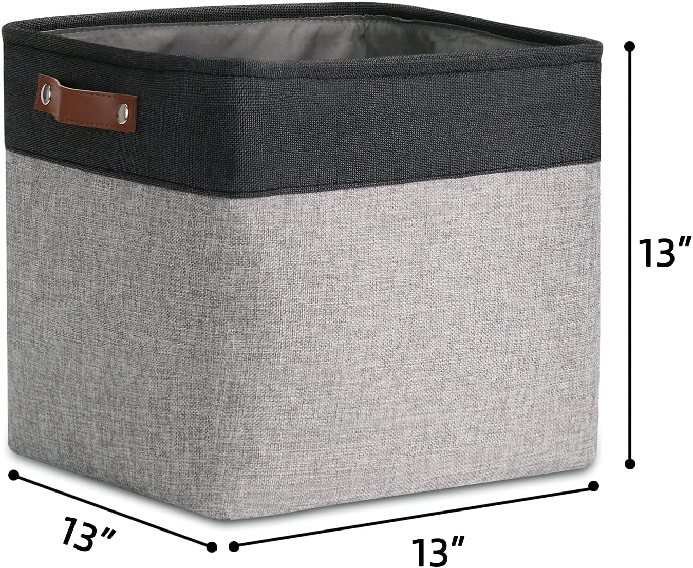 DULLEMELO Cube Basket for Storage, Collapsible Fabric Cube for Organizing, Storage Cube for Closet, Laundry, Nursery, Shelves, Decorative Basket for Gifts Empty (Black&Gray)