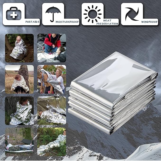 Emergency Foil Thermal Blanket, 210 x 160 cm Emergency shelter Survival - Image 2