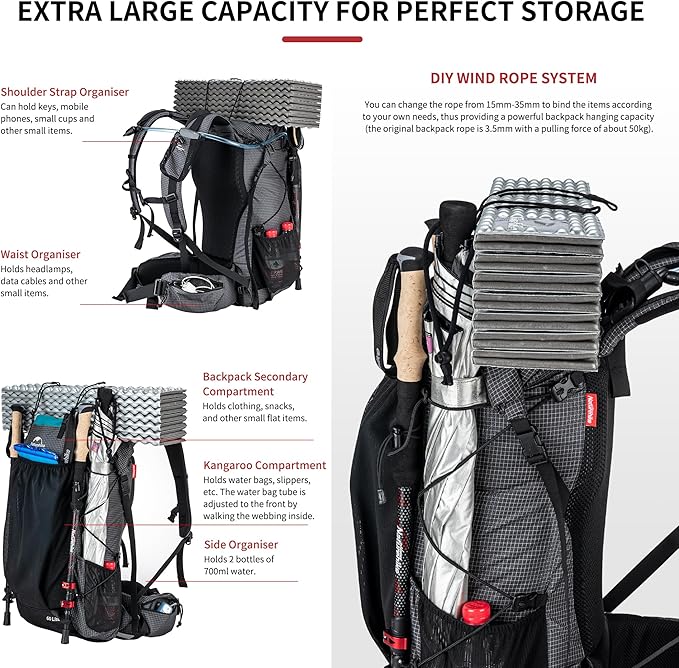 Naturehike 45L Rock Internal Frame Hiking Backpack - Image 5