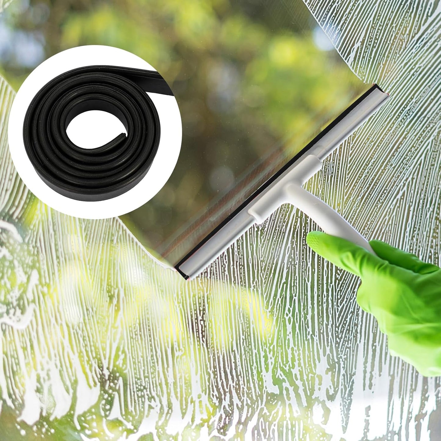 4 Rolls Rubber Replacement Blades, 41 Inch Squeegee Blade x3, 18 Inch x1, Silicone Squeegee Rubber Refill for Windows, Glass, Shower Doors Cleaning