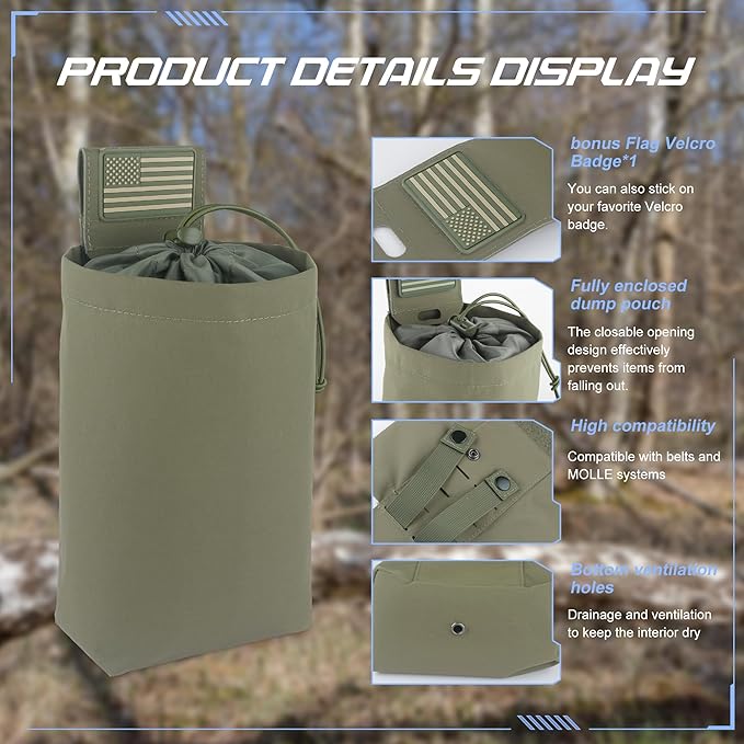 Tactical Dump Pouch for Battle Belt & MOLLE Systems | Foldable Mag Pouch - Image 6
