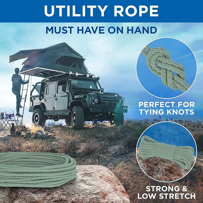 TECEUM Cotton Rope 3/16” – 100 FT – Strong All-Purpose Braided Rope – Natural - Image 2