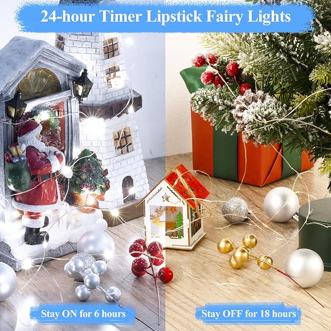 Lakumu 33FT 100LED Battery Operated Twinkle Lights Rechargeable, LED Fairy - Image 4