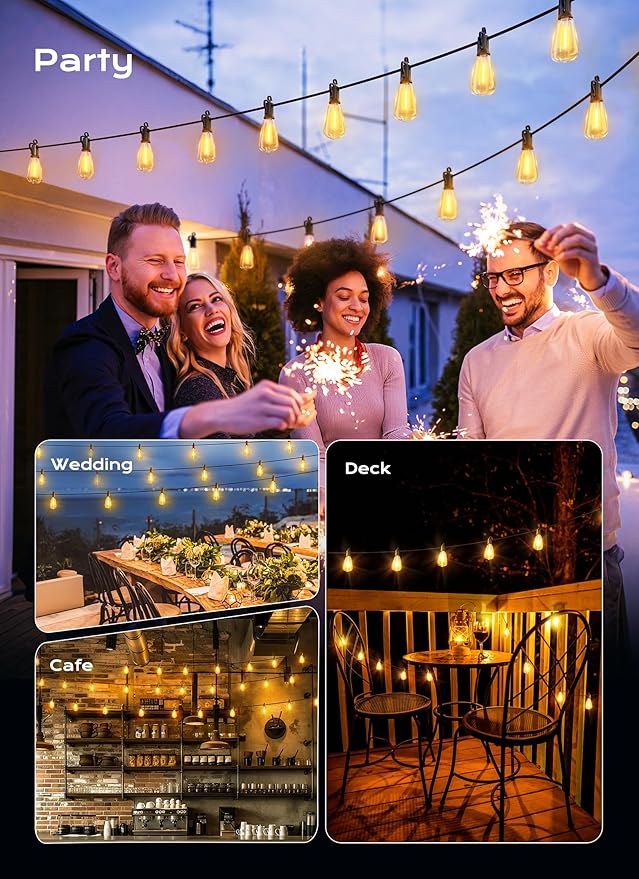 Brightown Outdoor String Lights, 200FT 64+2 LED ST38 LED Patio Lights - Image 6