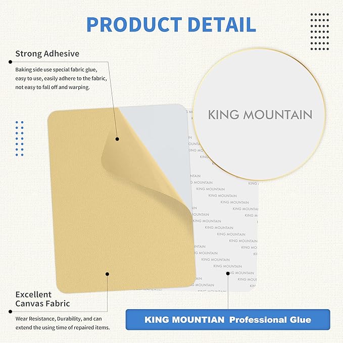 KING MOUNTAIN Canvas Repair Patch 5×8 Inch 8 Pcs Self-Adhesive Waterproof - Image 3