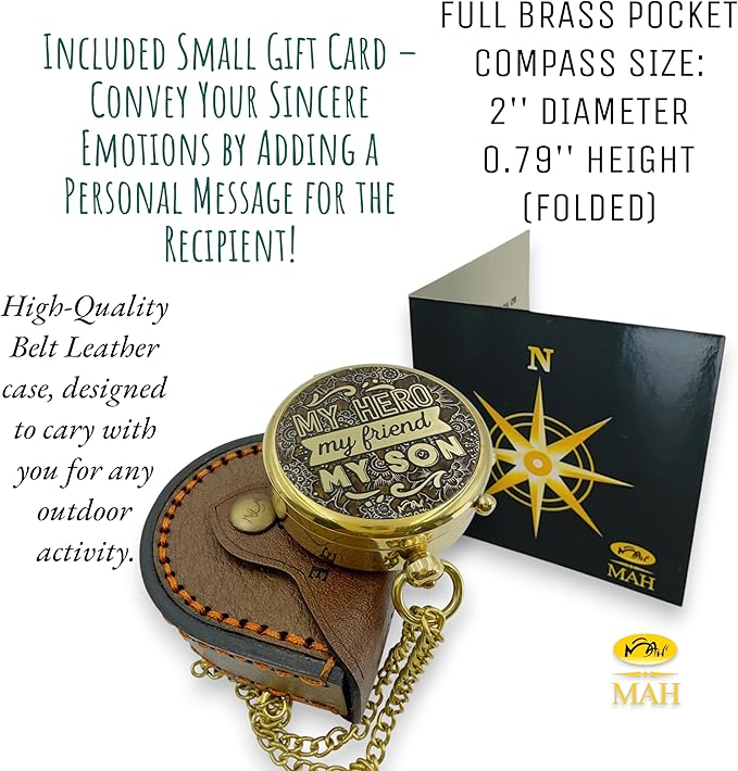 Brass Compass Gift to My Son Never Forget I Love You, Sentimental Keepsake from - Image 2