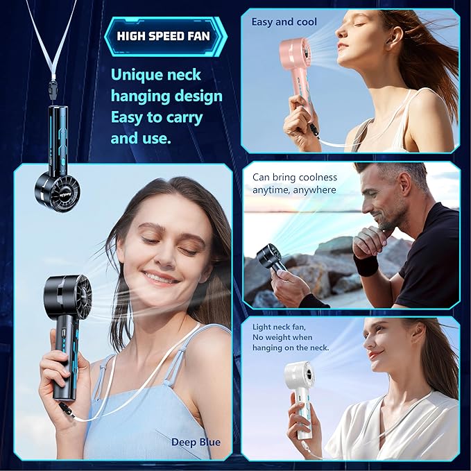 2pcs portable handheld fan personal fan portable neck fan small rechargeable - Image 7