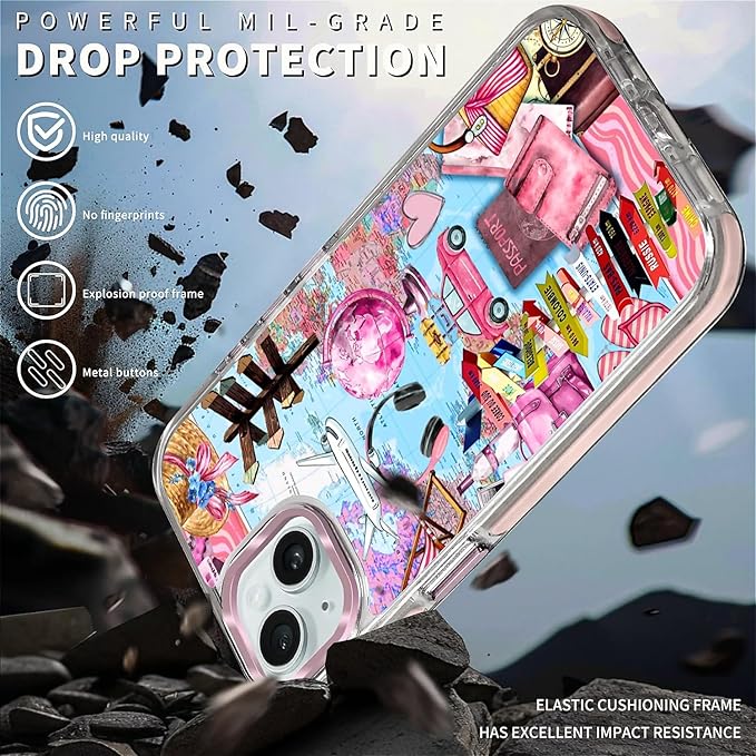 Case for iPhone 15, Cover Holiday Trip World Map Phone Case Design，for Women - Image 5