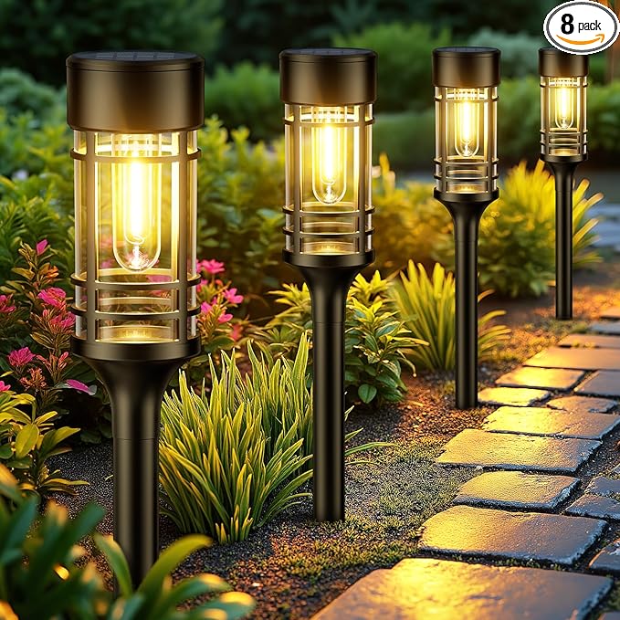 LETMY Solar Pathway Lights Outdoor, 8 Pack Solar Lights Outdoor Waterproof IP65 by Letmy