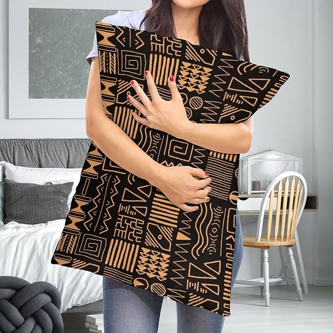 African Ethnic Pattern Throw Pillow Covers Set of 2 Queen Size Abstract Tribal - Image 7
