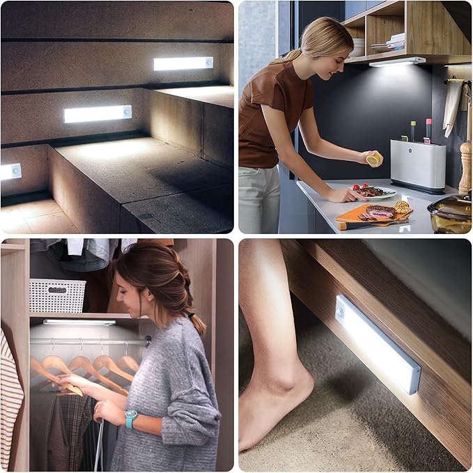 6 Pack Under Cabinet Lighting Wireless, 40 LED Rechargeable Battery Motion - Image 7