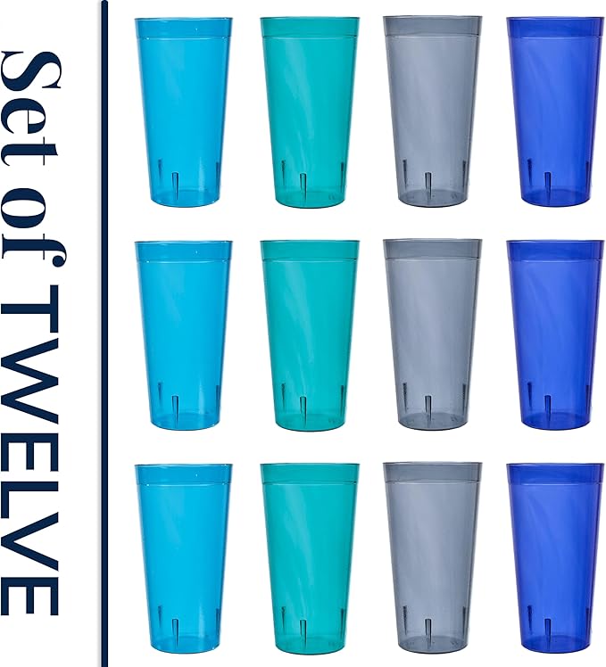 US Acrylic Café Plastic Reusable Tumblers 32-ounce Iced-Tea Cups, Coastal | - Image 8