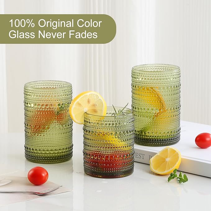 ZMOWIPDL Vintage Glassware Drinking Glasses Set of 12, Embossed Water Tumbler - Image 3