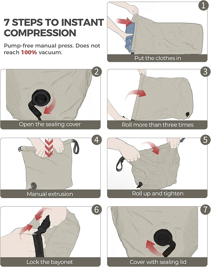 Travel Laundry Bag, Pump Free Vacuum Storage Bag Reusable Compression Dirty - Image 4