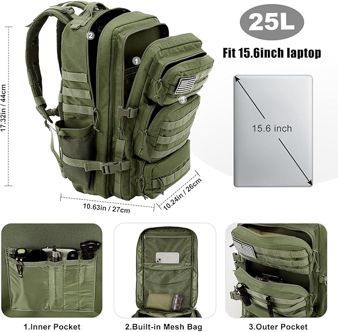 Military Tactical Backpack 25L Day Backpack - Image 3
