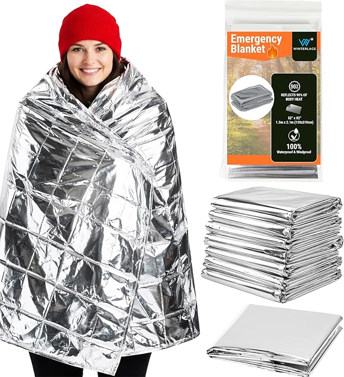 Winterlace Emergency Blankets 25-Pack Thermal Mylar Survival Rescue Camping by Winterlace