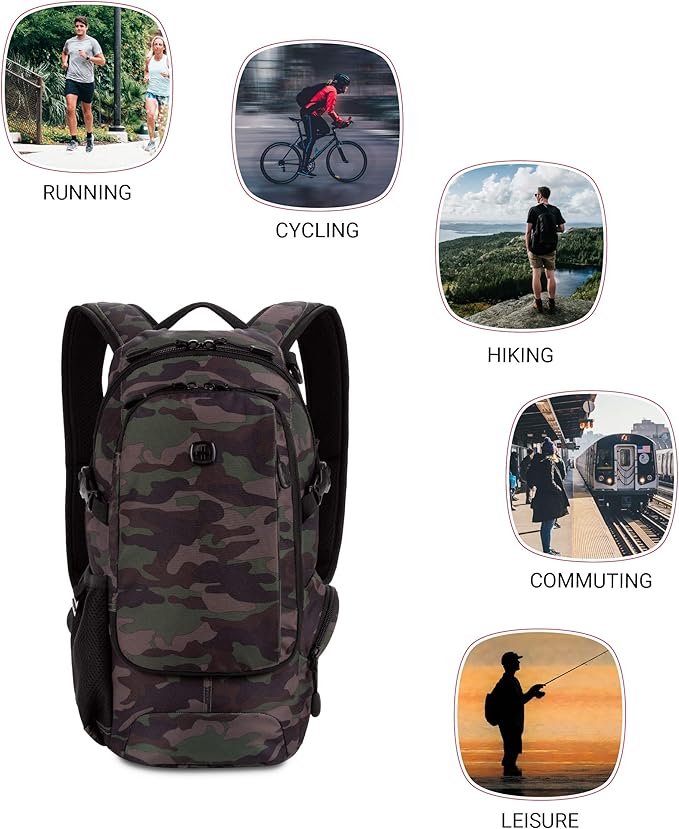 SwissGear 3598 Backpack, Narrow Daypack, Camo/Green - Image 7