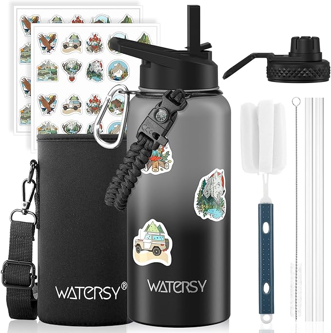 32oz Insulated Water Bottle, BPA Free&Leak Proof, Stainless Steel Water Flask by Watersy