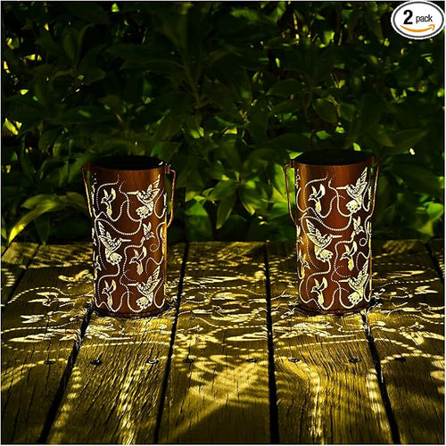 2 Pack Solar Lanterns Outdoor Hanging Hummingbird Decor Lantern, Waterproof by AITENISEN