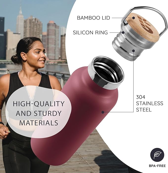 Bambaw 16 oz Water Bottle Insulated, Reusable Stainless Steel Water Bottle - Image 2