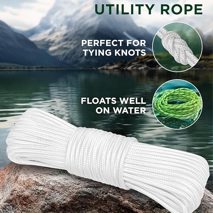 TECEUM Clothes Line & Flag Pole Rope – 1/4” & 3/8” – 90 FT | 150 FT – Strong - Image 3
