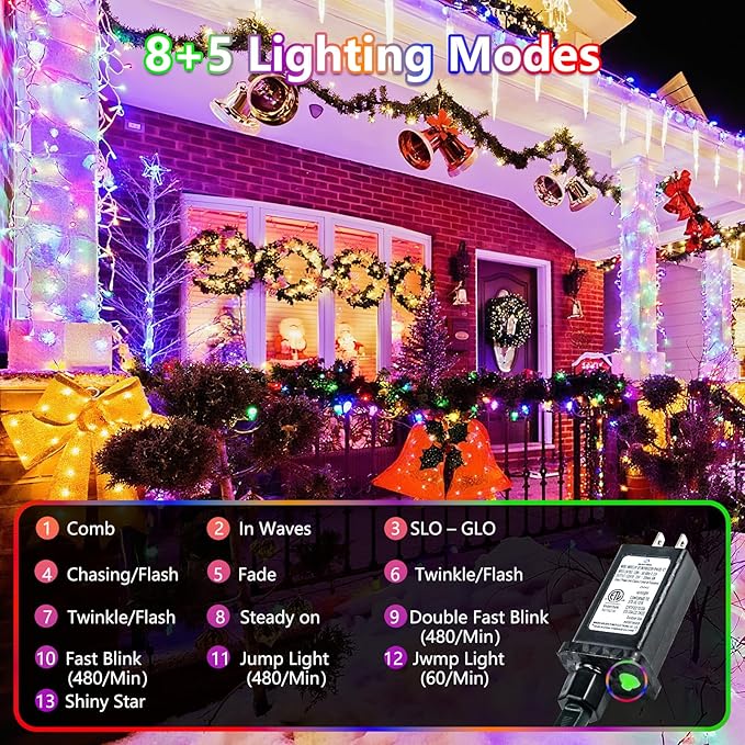 Multicolor 240 LED 88FT String Lights Indoor Outdoor, Connectable Christmas - Image 2
