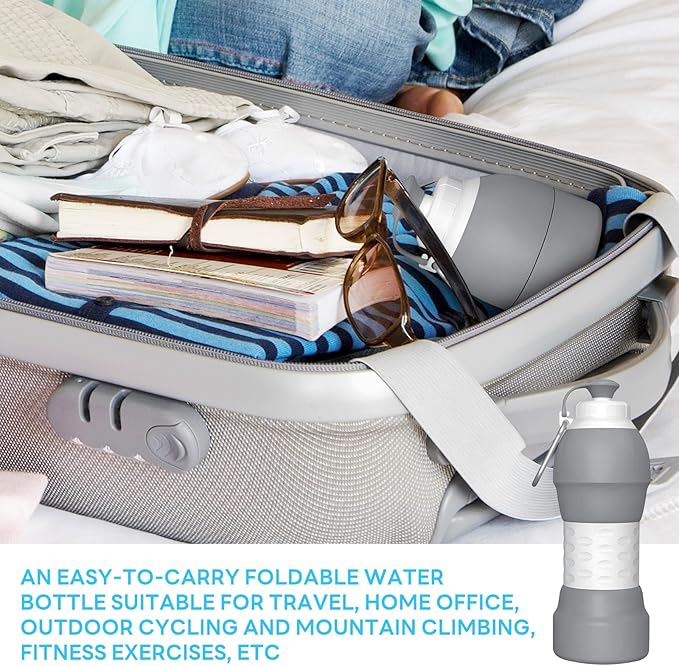 Collapsible Lightweight 20oz Water Bottle, Food-Grade Silicone BPA Free - Image 8