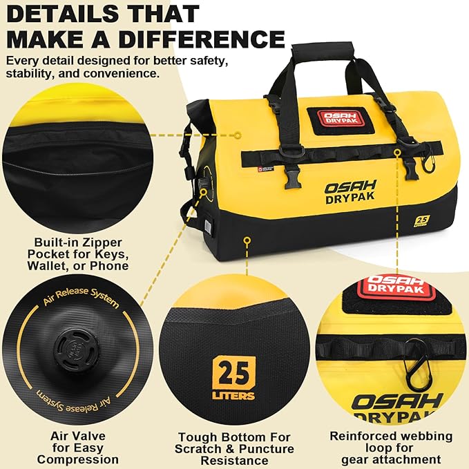 OSAH DRYPAK Waterproof Duffel Bag 25L/40L/60L – Heavy-Duty Motorcycle Tail Bag - Image 4