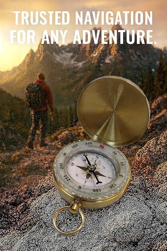 Glow in the Dark Brass Pocket Compass - Image 3
