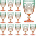 XUWAIDSGN 12Pcs Plastic Vintage Wine Glasses 13.5oz Reusable Embossed Goblet by XUWAIDSGN